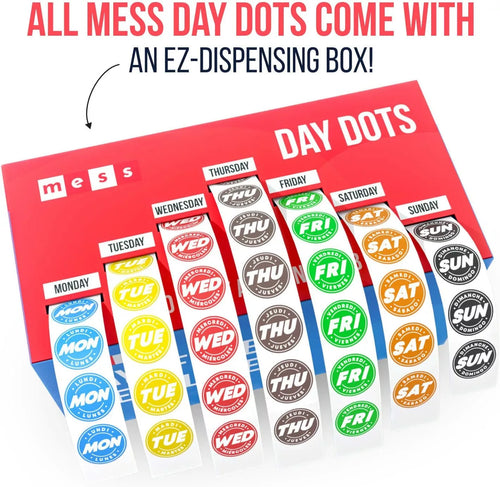 Day Dots rolls for Monday to Sunday in the MESS dispensing box